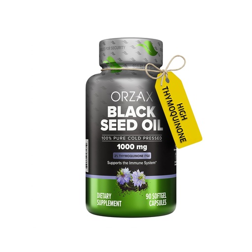 [BRSW2ZA6BUHQ2FDO] ORZAX Black Seed Oil Cold Pressed 100% Pure | Non-GMO - Rich in Omega 3 6 9 & Thymoquinone | Black Cumin Nigella Sativa Oil for Immune Support, Hair, Skin, Face (1000 mg - 90 Softgel Capsules)