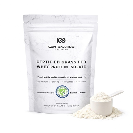 [BRSWYCAHCQHRQDL3] Premium Whey Protein Isolate Powder 500g Unflavored Irish Grass-Fed, 27g Protein per Serving for Muscle Growth & Recovery Non-Bloating, Gluten & Lactose Free, Clean Ingredients | Centenarius Nutrition