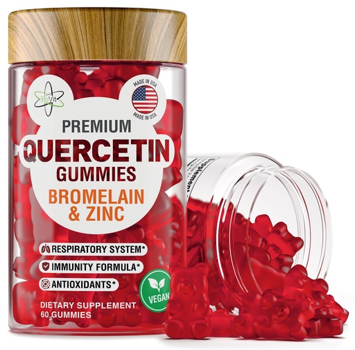 [BRSRAAYBPICAOHTH] BioVit Quercetin Gummies 500MG - Activated Quercetin for Kids & Adults Immune System & Allergy - Chewable with Bromelain, Zinc, Vitamin C, Vitamin D3 - Made in USA - 60 Vegan Gummy Bears