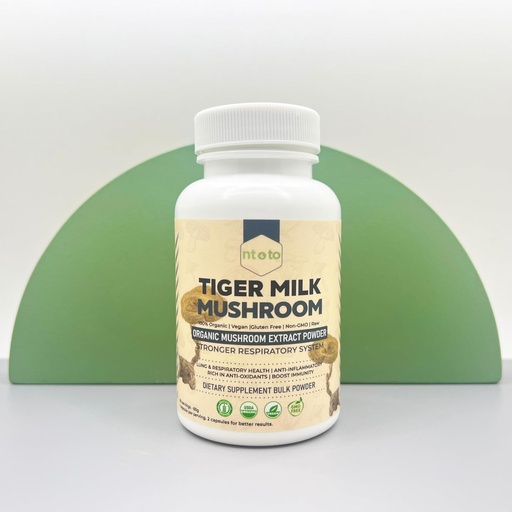 [BRSRAGLQCF5WE3LO] Tiger Milk Mushroom Supplement (Lignosus Rhinocerus) 60 Capsules | Supports Lungs & Respiratory Health - Herbal Extract - Non-GMO, Vegan, Organic | 60 Servings