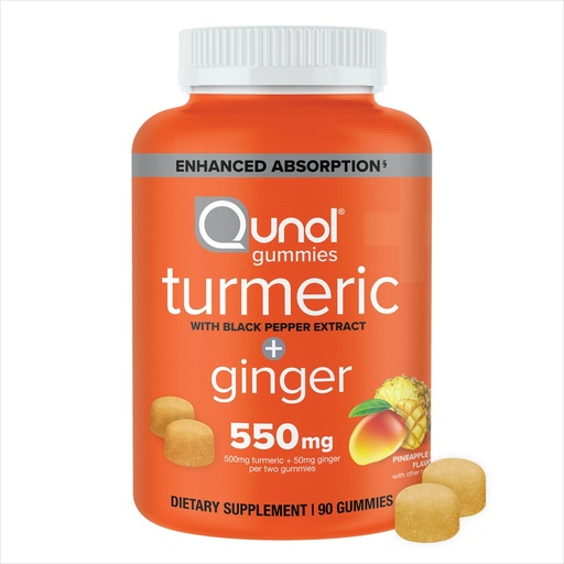 [BRSREY37AABWY3LL] Qunol Turmeric and Ginger with Black Pepper Gummies, Turmeric Curcumin Supplement, Joint Health Support Gummy, 90ct Gummies