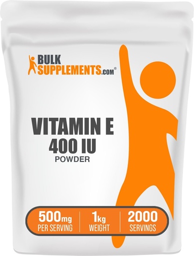 [BRSWIFY7OMIBWETA] BulkSupplements.com Vitamin E 400 IU Powder - as D-Alpha Tocopherol, Vitamin E Supplements - Gluten Free, 500mg per Serving, 1kg (2.2 lbs) (Pack of 1)