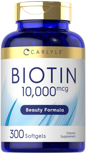 [BRSWYHD4A55R62QU] Carlyle Biotin 10000mcg | 300 Softgels | Max Strength for Hair, Skin, and Nails | Non-GMO, Gluten Free Supplement