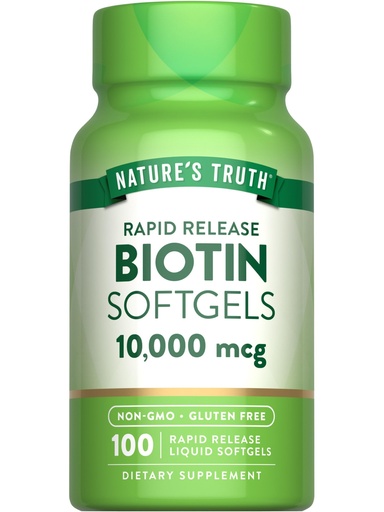 [BRSWYAQROQAR43L4] Nature's Truth Biotin 10,000mcg | Rapid Release Softgels | 100 Count | Non-GMO & Gluten Free Supplement