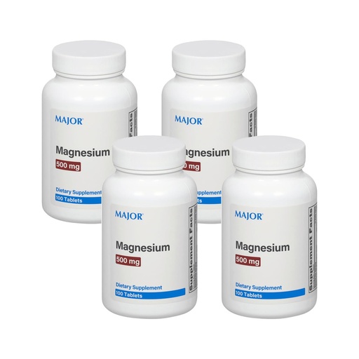 [BRSWKHTQCIAB6GA5] Major Magnesium 500mg - Magnesium Oxide Tablets - Dietary Supplement - 100 Count (4 Pack)