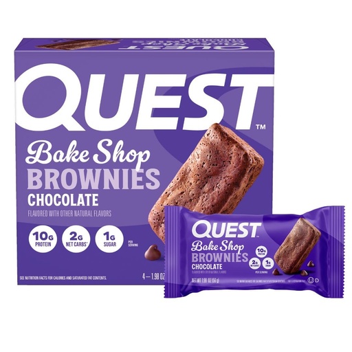 [BRSREY37OQMGGA3J] Quest Nutrition Bake Shop, Chocolate Brownies, 10g Protein, 2g Net Carbs, 1g Sugar, 4 Count