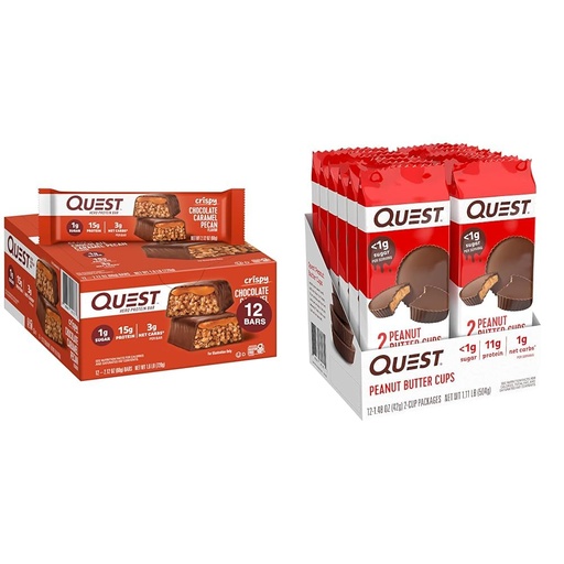 [BRSROBL3DIHWM2DK] Quest Nutrition Crispy Chocolate Caramel Pecan Hero Protein Bar, 15g Protein, 1g Sugar & High Protein Low Carb, Gluten Free, Keto Friendly, Peanut Butter Cups, 12 Count