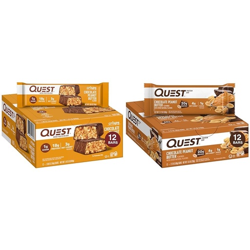 [BRSROBQCCVYBEYLP] Quest Nutrition Crispy Chocolate Peanut Butter Hero Protein Bar, 18g Protein & Chocolate Peanut Butter Bars, High Protein, Low Carb, Gluten Free, Keto Friendly, 12 Count