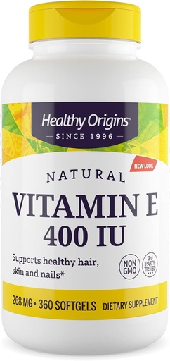 [BRSWIEDZDIMQEELA] Healthy Origins Vitamin E 400 IU (Natural, Non-GMO, Gluten Free, Skin Support, Cardiovascular Support), 360 Softgels
