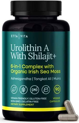 [BRSREZT2C4FB623Z] Urolithin-A Complex w Shilajit, Organic Sea Moss, Ashwagandha & Tongkat Ali, Natural Energy, Libido, Hormone Balance, and Focus for Men & Women (Made in USA - 3rd Party Tested)