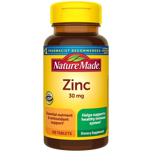[BRSWIYTZA4BRKCLY] Nature Made Zinc 30 mg, Zinc Supplements for Men & Women, Dietary Supplement for Immune Health and Antioxidant Support, 100 Tablets, 100 Day Supply