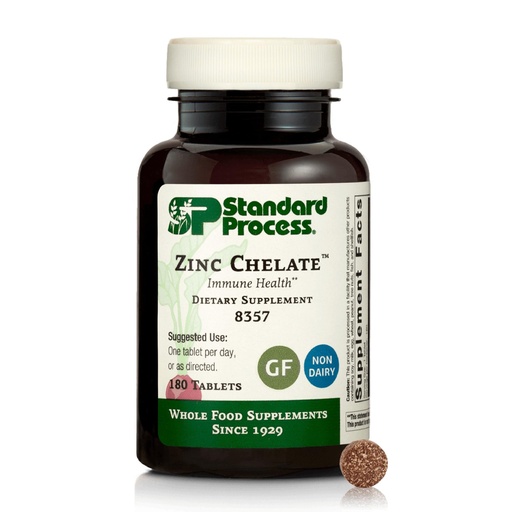 [BRSWYFAEDN6RSCTX] Standard Process Zinc Chelate - Offers Natural Immune Support & Aids Skin Health - Excellent Source of Zinc - Gluten-Free, Non-Dairy & Non-Soy - 180 Tablets