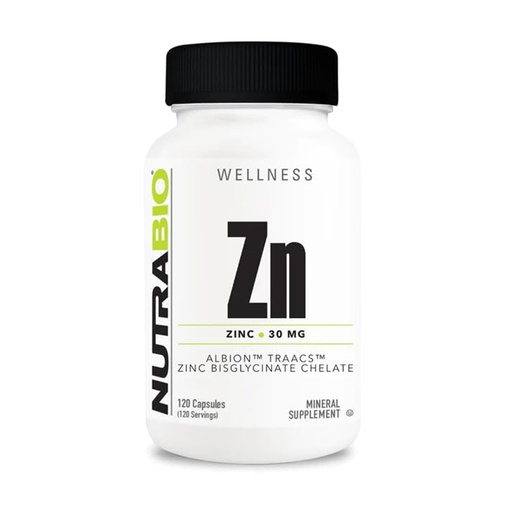 [BRSWIEA2BMCBUGAZ] NutraBio Zinc Chelate Mineral Supplement - for Proper Growth, Development, and Immune Health - 30mg of Zinc per Vegetarian Capsules - 120 Servings