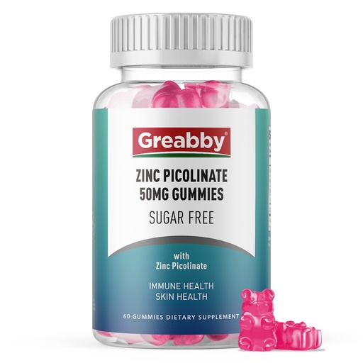 [BRSRAAADDIBRMYL6] Zinc Picolinate 50 mg, Zinc Gummies Sugar Free, Highly Absorbable Zinc Supplements for Women Kids Adults, Support Kids Teens Growth, Immune Function, Skin Health, Vegan & Organic, 60 Gummies