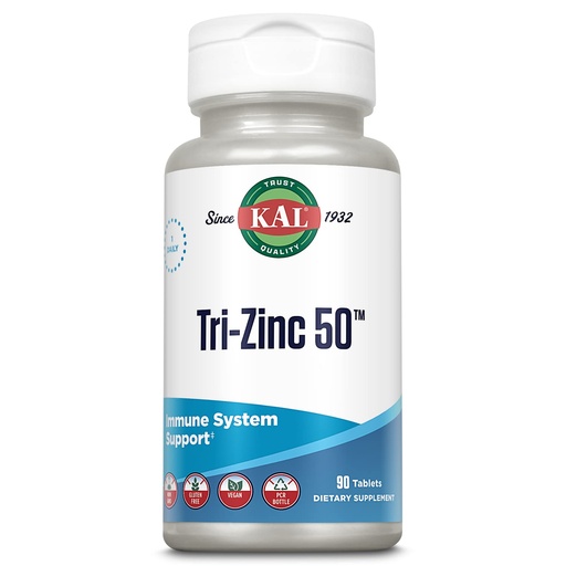 [BRSWIYQ5AIFGGDQ5] KAL Tri Zinc 50mg w/Citrate, Amino Acid Chelate and Picolinate, Healthy Metabolism and Immune Support Supplement, Vegan, Gluten Free, Non-GMO, 60-Day Guarantee, 90 Servings, 90 Tablets