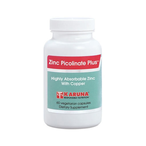 [BRSWIYIZCIIAK2LK] Karuna Zinc Picolinate Plus 60 Vegetarian Capsules | 25 MG Plus 2.5 MG Copper for BALACED Long Term USE | Supporting Immune Function, Skin Health, Development and Overall Well-Being.