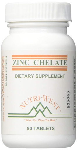 [BRSWIYABCQBBECDE] NutriWest, Zinc Chelate 16 mg 90 Tablets