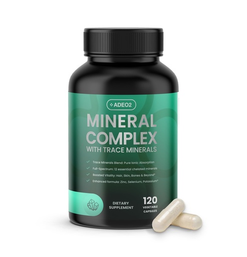 [BRSRMZANOIOQYEL3] Premium Blend of 52 Trace Minerals Complex with Essential Minerals in Chelated Form – All Natural and 100% Organic - 120 Capsules - Full Spectrum Ionic Mineral Blend - Safe for Women and Men
