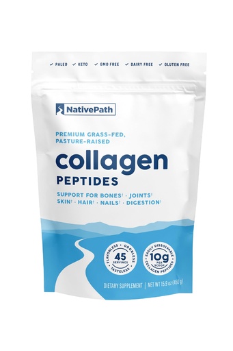 [BRSRACD4O56AO2T6] NativePath Collagen Peptides Protein - Hydrolyzed Type 1 & 3 Collagen Powder for Skin, Hair, Nails - 15.9 oz (45 Servings)