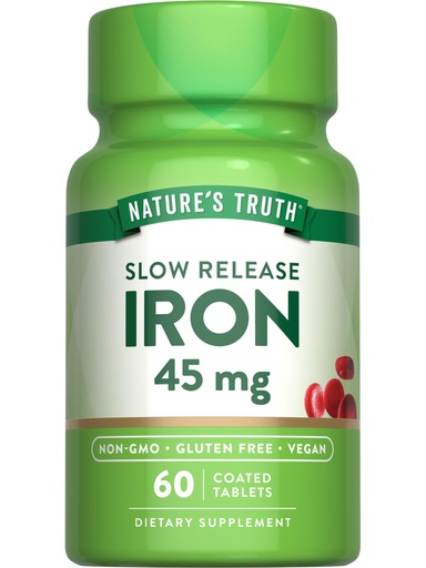 [BRSWICT4DEBGKYIV] Nature's Truth Iron Supplement | 45 mg | 60 Pills | Ferrous Sulfate | Non-GMO & Gluten Free Vitamin for Men and Women