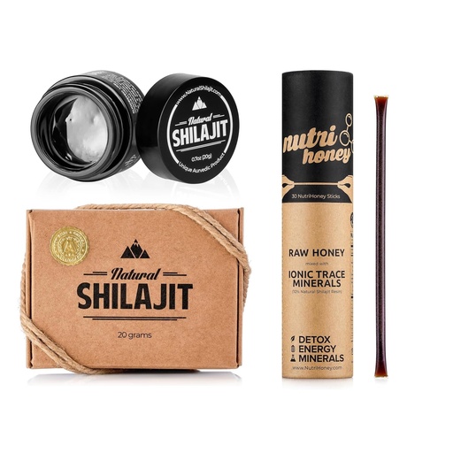 [BRSRMHT3BYFBGYDZ] NATURAL SHILAJIT Resin - 20 Gram Shilajit Supplement with Fulvic Acid & Trace Minerals - Shilajit Honey Sticks 30 Count