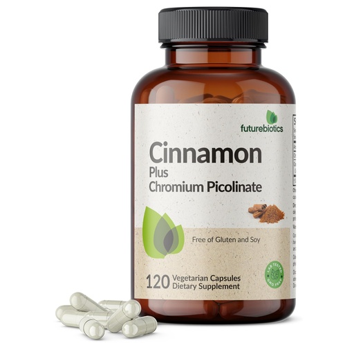 [BRSROEA6OF5BO3T7] Futurebiotics Cinnamon Plus Chromium Picolinate Supplement, High Potency Chromium, Non-GMO, 120 Vegetarian Capsules