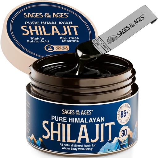 [BRSROGTRBEMQEE3F] Pure Himalayan Shilajit Resin – 500 mg Max Strength Organic Fulvic Acid Complex for Men & Women – Lab Tested with 85+ Trace Minerals – Energy, Stamina & Mental Performance – 30 g Jar