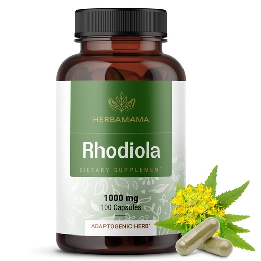 [BRSWGAI7OZ7GKA36] HERBAMAMA Rhodiola Rosea Supplement – Rhodiola Rosea Capsules for Stress Relief & Mental Focus Support* – 100 Vegan Capsules (50 Servings)