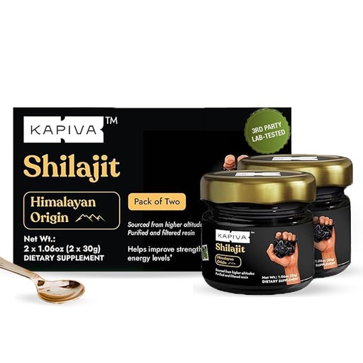 [BRSRAA3RCIPBOYDP] Kapiva 100% Authentic Himalayan Shilajit Resin (30gmx2), High Potency for Men & Women | 80+ Trace Minerals, Upto 70% Fulvic Acid | Authentic | Natural Energy & Immune Support
