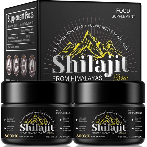 [BRSREBA2CMBW2DLV] 2 Pack Shilajit Pure Himalayan Resin,Pure Shilajit with 85+ Trace Minerals & Fulvic Acid for Energy and Immune of Men and Women 2.1 OZ (8 Months Supply)