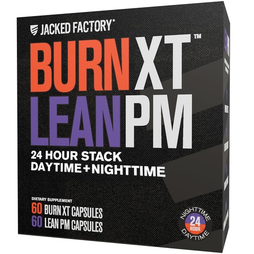 [BRSRABQ7BEJQKF37] Jacked Factory Burn-XT + Lean-PM Kit – 24-Hour Body Composition & Metabolism Support Stack – Day & Night Formula – 60 Count, 2 Pack