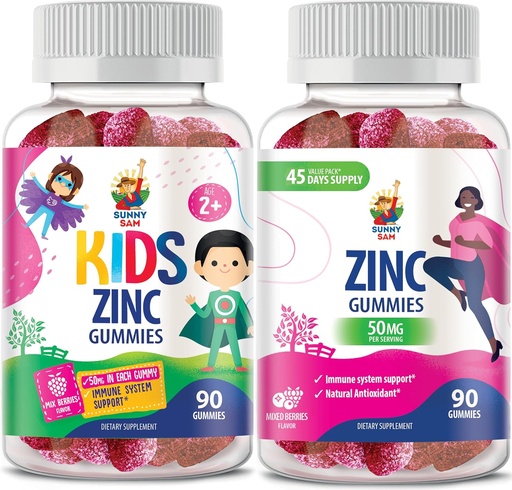 [BRSROCYBOUMQK3DV] Zinc Gummies for Adults & Zinc Gummies for Kids. Zinc Chewable Gummy for Immune Support - Powerful Natural Antioxidant Non-GMO Supplement for Children Men Woman Adults