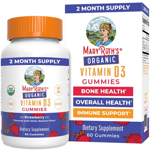 [BRSRMHTQDEMBGG3U] MARYRUTH'S Organic Vitamin D3 Gummies | 1000 IU | USDA Organic | Immune Support| Bone Health | Muscle Function | for Adults & Kids Ages 2+ | Vegan | Gluten Free | 2 Month Supply | 60 Count
