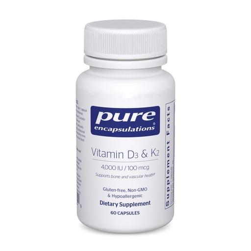 [BRSREY37CF7BY232] Pure Encapsulations Vitamin D3 & K2 - Bone & Vascular Health Support - Immune Function Support* - Gluten Free - Non-GMO - 60 Capsules
