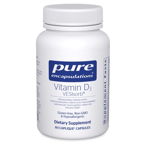 [BRSWI2YPAUCRYCLE] Pure Encapsulations Vitamin D3 VESIsorb | Supplement to Support Bones, Heart, Colon, Breast Health, and Enhanced Vitamin D Absorption* | 60 Caplique Capsules