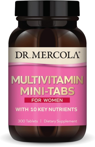 [BRSRA233CQCGYYLB] Tri. Mercola Multivitamiini Mini-Tabs naisille, 30 palvelinta (300 tablettia), 10 avainravinteet, tukee optimaaliset naiset terveys, ei-GMO