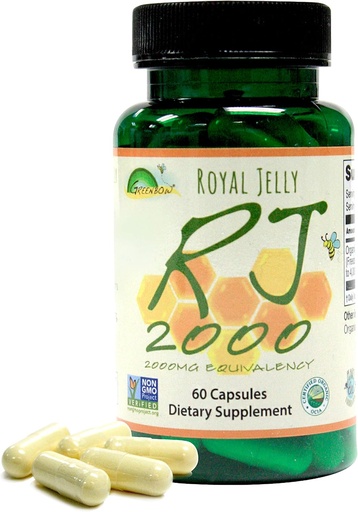 [BRSWKHALCFYAYEDX] Greenbow Royal Jelly 2000mg Equivalency – Non GMO Made with Organic Royal Jelly - One of The Most Nutrition Packed – (60 Vegan Capsules)