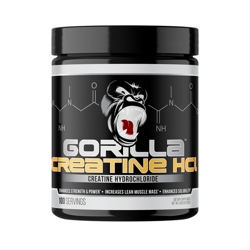 [BRSREA3QOZ5AYFLL] Gorilla Mind CON-CRĒT® Creatine HCl W/Pepsin, Unflavored | GI-Friendly Alternative | Muscle Size, Power Output, Strength, Brain Health & Performance | Convenient 2.5 Grams per Serving, 100 Servings