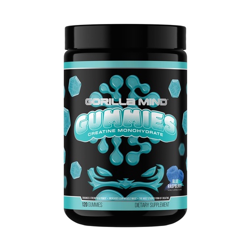 [BRSRGGQYO57WCA3H] Gorilla Mind Creatine Gummies - Third-Party HPLC Tested | 5g Creapure® Creatine Monohydrate | Verified Potency & Purity | Strength · Power · Lean Muscle | No Added Sugar | Blue Raspberry Flavor