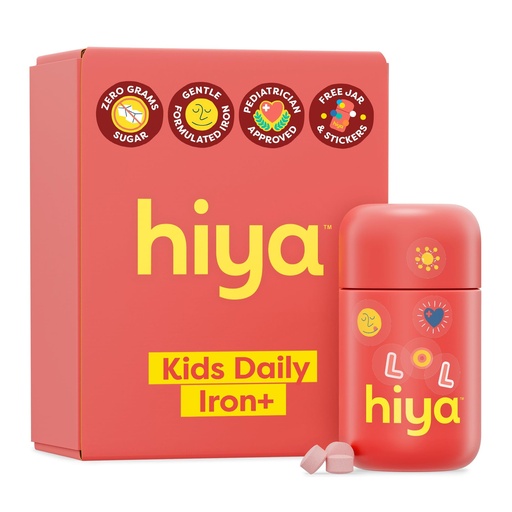 [BRSREBIPCB7AGCT3] Hiya Iron+ Supplements for Kids - High Absorption Iron Supplement - Delicious Strawberry Flavor & Easy on Children's Stomach - No Added Sugar & Third Party Tested - 30 Day Refill Supply for Toddlers