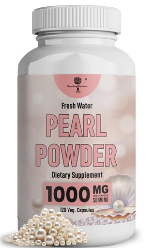 [BRSROHQRDF7BECTF] Pearl Powder Supplement for Skin Health - Anti-Aging, Antioxidant & Collagen Production - Healthy Eyes, Hair & Nails, Supports Immunity, Mood and Sleep - With Calcium & Amino Acids 120 capsules 1000mg