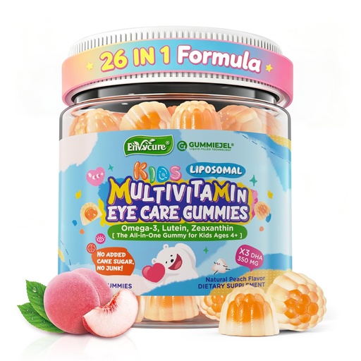 [BRSREEAPBMFQY3Y4] Kids Multivitamin Gummies with Iron, 450mg Algae Omega-3, Methylated B12, Folate, Fiber 2g, Probiotics, Magnesium, A, C, D, K, Zinc, Children Vitamins for Growth, Brain, Eye, Gut, Immune, Sugar Free