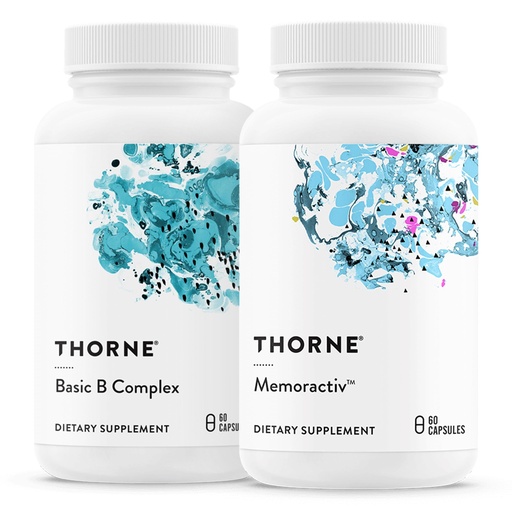 [BRSRAFANCUNBA2TB] THORNE - Basic B Complex (60 Capsules) & Memoractiv (60 Capsules) Bundle - Supports Brain Health, Cellular Energy Production & Focus - Gluten Free, Dairy Free