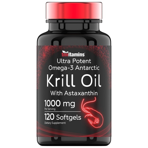 [BRSRMCDYA4PWE3DL] Antarctic Krill Oil 1000mg - 120 Softgels with Astaxanthin | 1000mg Red Krill Oil, 200 mg Phospholipids, 120 mg EPA, 80 mg DHA, 200 mcg Astaxanthin | Potent & Pure Omega-3 Cold Water Antarctic Krill