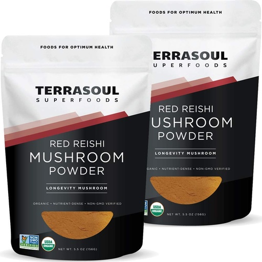 [BRSWIAYYC4PGKHTM] Terrasoul Superfoods Organic Reishi Mushroom Powder (4:1 Extract), 11 Oz (2 Pack) - Immune Boosting | Coffee Enhancer | Deeper Sleep