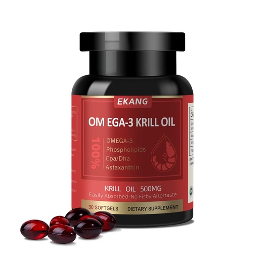 [BRSREGQ7OUHWM33G] Antarctic Krill Oil 500 mg, Phospholipid-Bound Omega-3, EPA, DHA, and Astaxanthin - Easily Absorbed - Supports Brain, Heart, and Joint Health - Non-GMO, Gluten-Free, 30 Softgels