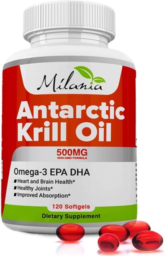 [BRSWYBD4AAPQACDP] Antarctic Krill Oil - 120 Softgels - Omega-3 EPA, DHA, with Astaxanthin - Sourced from Red Krill - Maximum Strength - 500mg