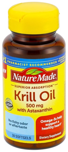 [BRSREGIFCEBBAHQ6] Nature Made, Superior Absorption Krill Oil 500mg with Omega 3 Softgels, 30 Count