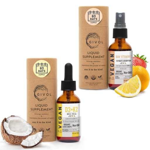 [BRSRAZABBEIQKAL5] Vitamin D3+K2 Liquid Drops (MK4 & MK7) Organic Fractionated Coconut Oil and Vitamin C Extra Strength Spray Mist: Daily Absorption Liquid Extract, Essential Protein Support, Optimizes Wellness Benefits