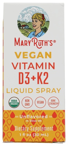 [BRSRMZY7C4BRA236] Mary Ruth's Organic Vitamin D3 Plus K2 Spray, 1 FZ
